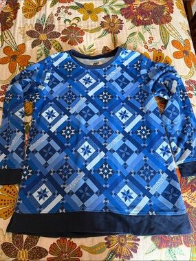 Lands' End Serious Sweats Geometric Crewneck